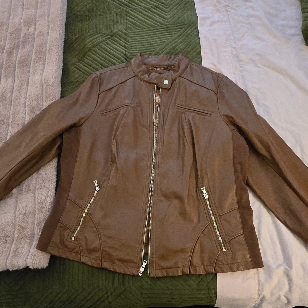 Guess Women's Faux Leather Brown Jacket